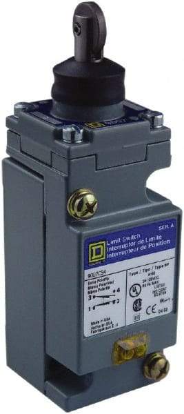 Square D - DPDT, 2NC/2NO, 600 Volt, Screw Terminal, Roller Plunger Actuator, General Purpose Limit Switch - 1, 2, 4, 6, 12, 13, 6P NEMA Rating, IP67 IPR Rating - Exact Industrial Supply