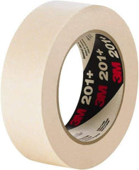 3M - 72mm Wide x 60 Yd Long Tan Paper Masking Tape - Series 201+, 4.4 mil Thick, 19 In/Lb Tensile Strength - Exact Industrial Supply