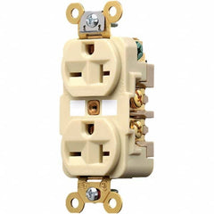 Hubbell Wiring Device-Kellems - 250V 20A NEMA 6-20R Industrial Grade Ivory Straight Blade Duplex Receptacle - Exact Industrial Supply