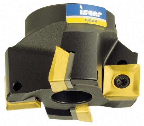 Iscar - 9 Inserts, 3" Cut Diam, 1" Arbor Diam, 0.38" Max Depth of Cut, Indexable Square-Shoulder Face Mill - 0/90° Lead Angle, 1-3/4" High, S/X/QPMT 1004... Insert Compatibility, Series F90SP - Exact Industrial Supply