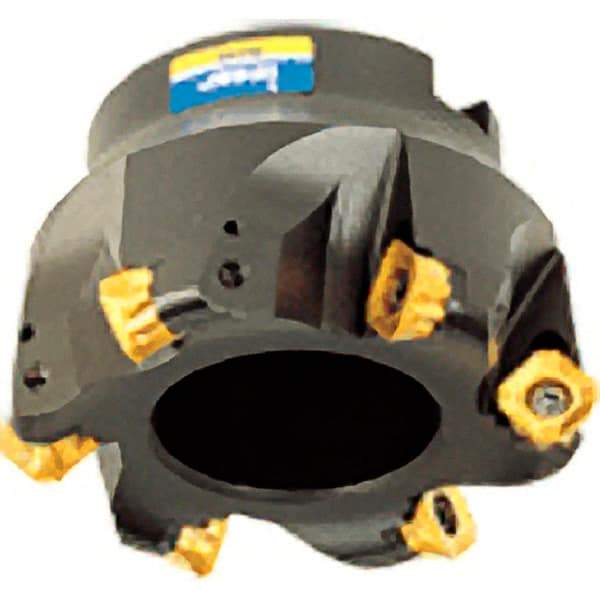 Iscar - 4" Cut Diam, 1-1/2" Arbor Hole, 0.343" Max Depth of Cut, 45° Indexable Chamfer & Angle Face Mill - 8 Inserts, O45MT\xB6R90MT\xB6S45MT\xB6S90MT Insert, Right Hand Cut, 8 Flutes, Series FCM - Exact Industrial Supply