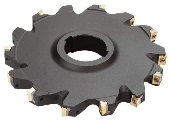 Iscar - Arbor Hole Connection, 0.31" Cutting Width, 0.68" Depth of Cut, 3" Cutter Diam, 1" Hole Diam, 12 Tooth Indexable Slotting Cutter - SDN Toolholder, X/QOMT 060204-HQ Insert - Exact Industrial Supply