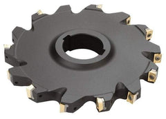 Iscar - Arbor Hole Connection, 1/2" Cutting Width, 1.31" Depth of Cut, 5" Cutter Diam, 1-1/2" Hole Diam, 12 Tooth Indexable Slotting Cutter - SDN Toolholder, QPMT PDTN Insert - Exact Industrial Supply