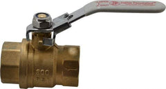 Value Collection - 1" Pipe, Full Port, Brass Full Port Ball Valve - Inline - One Way Flow, FNPT x FNPT Ends, Locking Lever Handle, 300 WOG, 150 WSP - Exact Industrial Supply