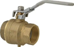 Value Collection - 1-1/2" Pipe, Full Port, Brass Full Port Ball Valve - Inline - One Way Flow, FNPT x FNPT Ends, Locking Lever Handle, 200 WOG, 150 WSP - Exact Industrial Supply