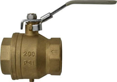 Value Collection - 2" Pipe, Full Port, Brass Full Port Ball Valve - Inline - One Way Flow, FNPT x FNPT Ends, Locking Lever Handle, 200 WOG, 150 WSP - Exact Industrial Supply