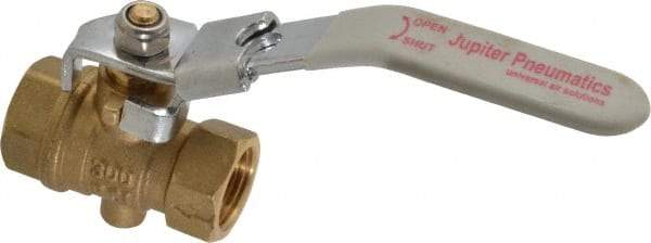 Value Collection - 3/8" Pipe, Full Port, Brass Full Port Ball Valve - Inline - One Way Flow, FNPT x FNPT Ends, Locking Lever Handle, 300 WOG, 150 WSP - Exact Industrial Supply