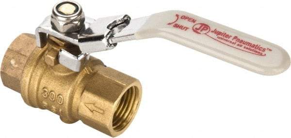 Value Collection - 1/2" Pipe, Full Port, Brass Full Port Ball Valve - Inline - One Way Flow, FNPT x FNPT Ends, Locking Lever Handle, 300 WOG, 150 WSP - Exact Industrial Supply