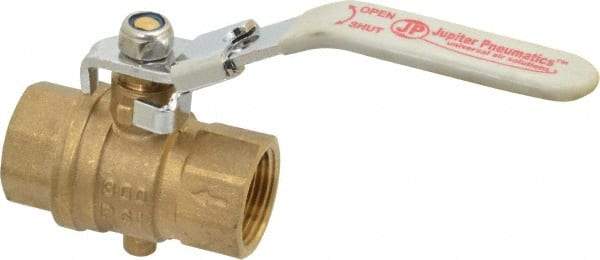 Value Collection - 3/4" Pipe, Full Port, Brass Full Port Ball Valve - Inline - One Way Flow, FNPT x FNPT Ends, Locking Lever Handle, 300 WOG, 150 WSP - Exact Industrial Supply