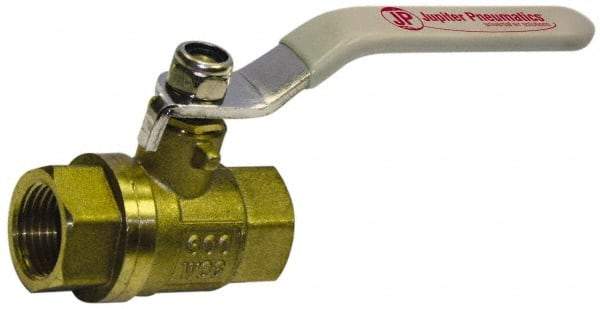 Value Collection - 1-1/2" Pipe, Full Port, Brass Full Port Ball Valve - Inline - Two Way Flow, FNPT x FNPT Ends, Lever Handle, 600 WOG, 150 WSP - Exact Industrial Supply