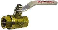 Value Collection - 1" Pipe, Full Port, Brass Full Port Ball Valve - Inline - Two Way Flow, FNPT x FNPT Ends, Lever Handle, 600 WOG, 150 WSP - Exact Industrial Supply