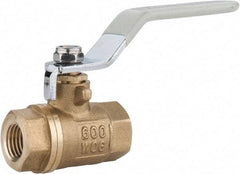 Value Collection - 1/4" Pipe, Full Port, Brass Full Port Ball Valve - Inline - Two Way Flow, FNPT x FNPT Ends, Lever Handle, 600 WOG, 150 WSP - Exact Industrial Supply