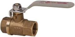 Value Collection - 1/2" Pipe, Full Port, Brass Full Port Ball Valve - Inline - Two Way Flow, FNPT x FNPT Ends, Lever Handle, 600 WOG, 150 WSP - Exact Industrial Supply