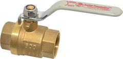 Value Collection - 1" Pipe, Full Port, Brass Full Port Ball Valve - Inline - Two Way Flow, MNPT x FNPT Ends, Lever Handle, 600 WOG, 150 WSP - Exact Industrial Supply