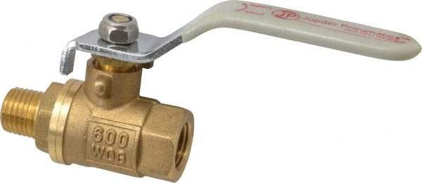Value Collection - 1/4" Pipe, Full Port, Brass Full Port Ball Valve - Inline - Two Way Flow, MNPT x FNPT Ends, Lever Handle, 600 WOG, 150 WSP - Exact Industrial Supply