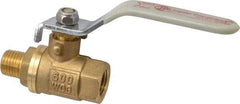 Value Collection - 1/4" Pipe, Full Port, Brass Full Port Ball Valve - Inline - Two Way Flow, MNPT x FNPT Ends, Lever Handle, 600 WOG, 150 WSP - Exact Industrial Supply
