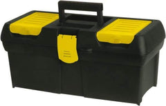 Stanley - 4 Compartment 1 Tray Tool Box - 15-3/4" Wide x 7-1/2" Deep x 7-1/8" High, Polypropylene, Black/Yellow - Exact Industrial Supply
