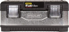 Stanley - 2 Compartment 1 Tray Tool Box - 19-5/8" Wide x 8-11/16" Deep x 11-1/8" High, Metal/Plastic, Black/Silver - Exact Industrial Supply