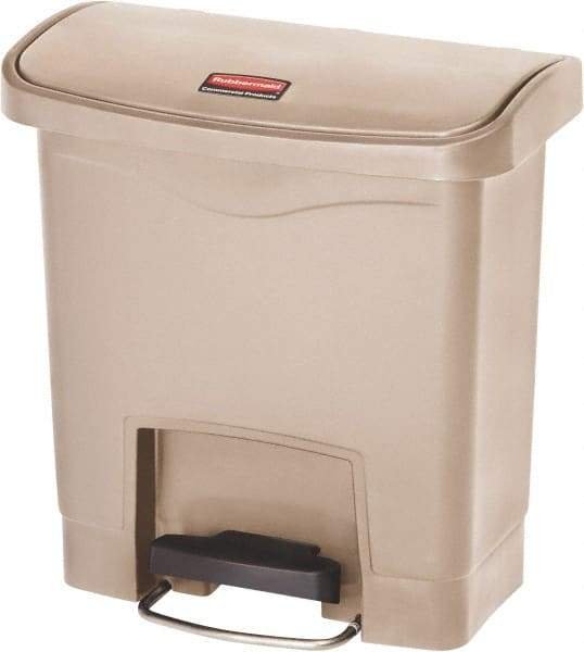 Rubbermaid - 4 Gal Rectangle Unlabeled Trash Can - 15.7" High x 14-7/8" Long, Beige, Resin - Exact Industrial Supply