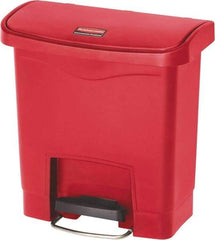 Rubbermaid - 4 Gal Rectangle Unlabeled Trash Can - 15.7" High x 14-7/8" Long, Red, Resin - Exact Industrial Supply