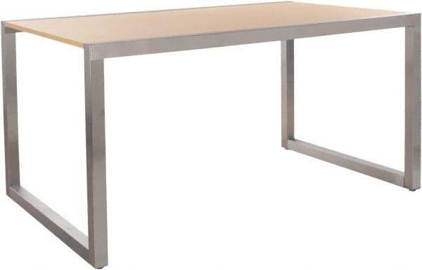 ECONOCO - 60" Long x 36" Wide x 30" High Stationary Display Table - Maple & Satin Chrome (Color), Melamine Top - Exact Industrial Supply