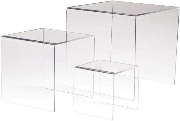 ECONOCO - 4, 6 & 8" High x 4, 6 & 8" Wide x 4, 6 & 8" Deep, Display Riser Plastic Shelving - Clear - Exact Industrial Supply