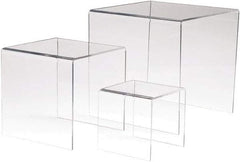 ECONOCO - 4, 6 & 8" High x 4, 6 & 8" Wide x 4, 6 & 8" Deep, Display Riser Plastic Shelving - Clear - Exact Industrial Supply