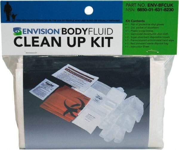 Ability One - 9 Piece, 1 Person, Body Fluid Clean-Up First Aid Kit - Plastic Bag - Exact Industrial Supply