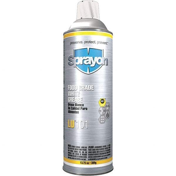 Sprayon - 20 oz Aerosol Calcium General Purpose Grease - White, Food Grade, 285°F Max Temp, NLGIG 2, - Exact Industrial Supply