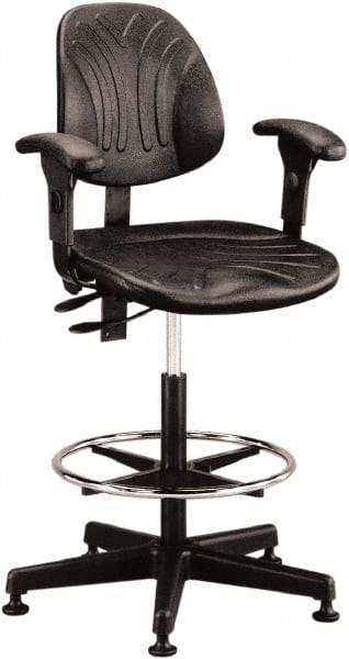 Bevco - 21 to 31" High Adjustable Chair - 27" Wide x 27" Deep, Polyurethane Seat, Black - Exact Industrial Supply