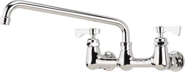 Krowne - Wall Mount, Low Arc Service Sink Faucet - Two Handle, Color Coded, Blade Handle, Swing Spout and Nozzle, No Drain - Exact Industrial Supply