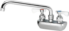 Krowne - Wall Mount, Low Arc Service Sink Faucet - Two Handle, Color Coded, Blade Handle, Swing Spout and Nozzle, No Drain - Exact Industrial Supply