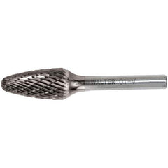 WALTER Surface Technologies - 1/2" Cut Diam, 1/4" Shank Diam, Tree Head Double Cut Burr - Carbide, 1" LOC - Exact Industrial Supply