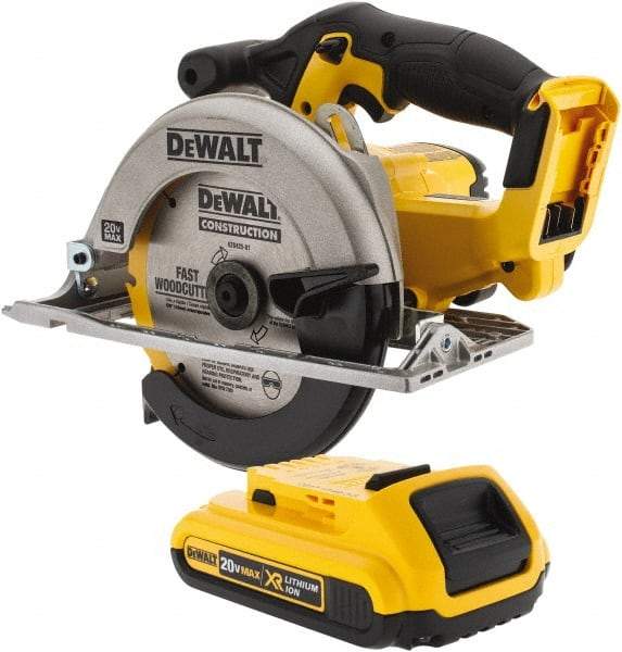 DeWALT - 20 Volt, 6-1/2" Blade, Cordless Circular Saw - 3,700 RPM, Lithium-Ion Batteries Included - Exact Industrial Supply