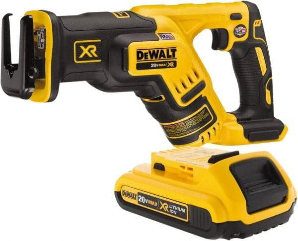 DeWALT - 20V, 0 to 2,900 SPM, Cordless Reciprocating Saw - 1-1/8" Stroke Length, 14-1/2" Saw Length, 1 Lithium-Ion Battery Included - Exact Industrial Supply