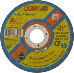 Camel Grinding Wheels - 5" 60 Grit Aluminum Oxide Cutoff Wheel - 0.04" Thick, 7/8" Arbor, 12,250 Max RPM - Exact Industrial Supply