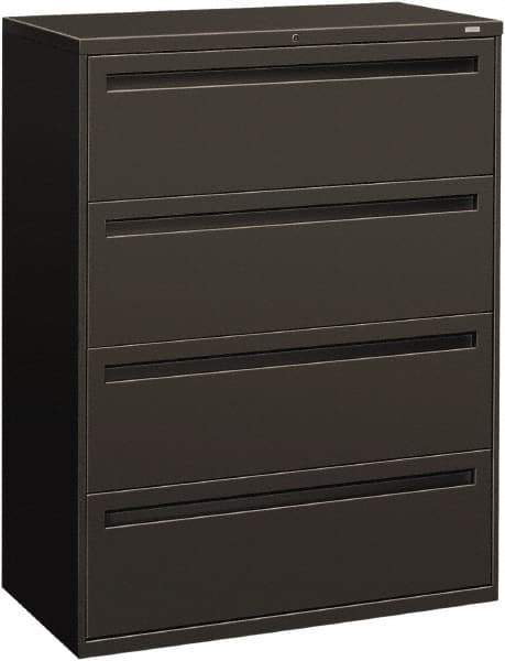 Hon - 42" Wide x 53-1/4" High x 19-1/4" Deep, 4 Drawer Lateral File - Steel, Charcoal - Exact Industrial Supply