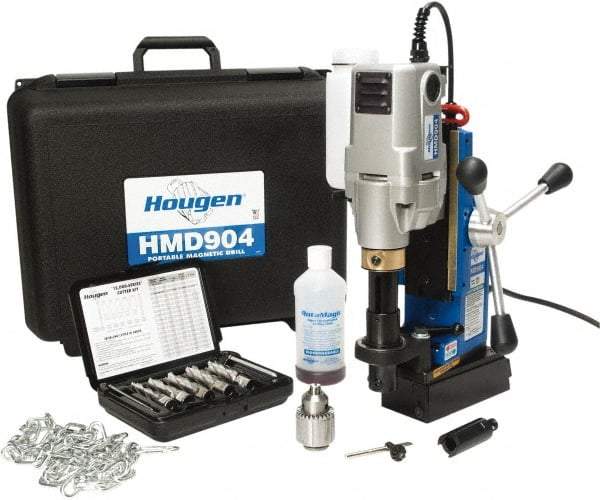 Hougen - 2" Travel, Portable Magnetic Drill Press - 450 RPM, 8 Amps, 1.25 hp, 920 Watts - Exact Industrial Supply