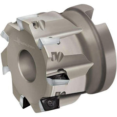 Walter - 7 Inserts, 50mm Cut Diam, 22mm Arbor Diam, 10mm Max Depth of Cut, Indexable Square-Shoulder Face Mill - 40mm High, AD.. 10T3.. Insert Compatibility, Through Coolant, Series Xtra-tec - Exact Industrial Supply