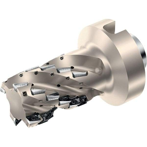 Walter - 40mm Cut Diam, 54mm Max Depth of Cut, 105mm OAL, Indexable Square Shoulder Helical End Mill - Multiple Insert Styles, NCT63 Modular Connection, 90° Lead Angle, Through Coolant, Series Xtra-tec - Exact Industrial Supply