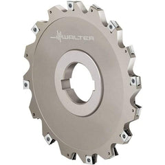 Walter - Arbor Hole Connection, 2.4016" Cutting Width, 0.4724" Depth of Cut, 200mm Cutter Diam, 1.9685" Hole Diam, 9 Tooth Indexable Slotting Cutter - F4153.B Toolholder, LN.U 080404 Insert, Right Hand Cutting Direction - Exact Industrial Supply