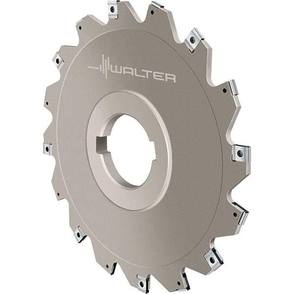 Walter - Arbor Hole Connection, 0.1575" Cutting Width, 1.1417" Depth of Cut, 125mm Cutter Diam, 1.5748" Hole Diam, 6 Tooth Indexable Slotting Cutter - F4053.B Toolholder, LN.X 070204 Insert, Right Hand Cutting Direction - Exact Industrial Supply