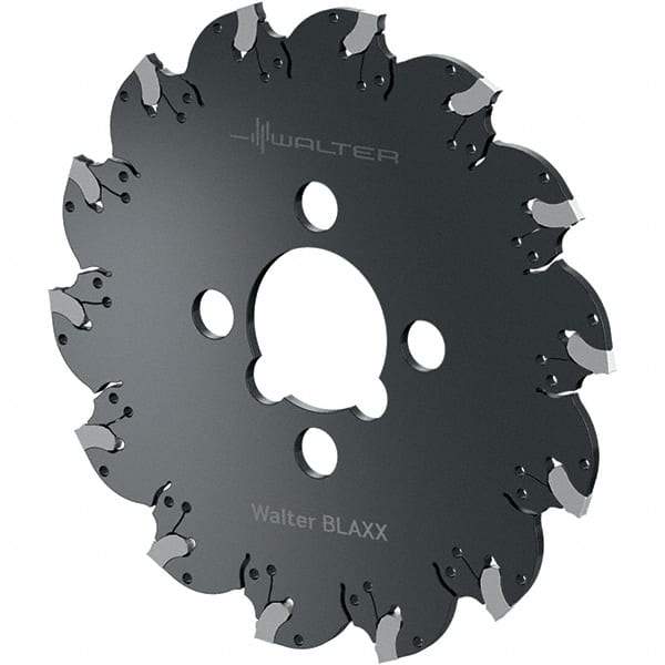Walter - Arbor Hole Connection, 0.0787" Cutting Width, 0.5906" Depth of Cut, 63mm Cutter Diam, 0.6299" Hole Diam, 5 Tooth Indexable Slotting Cutter - F5055.B Toolholder, SX-2E Insert, Right Hand Cutting Direction - Exact Industrial Supply