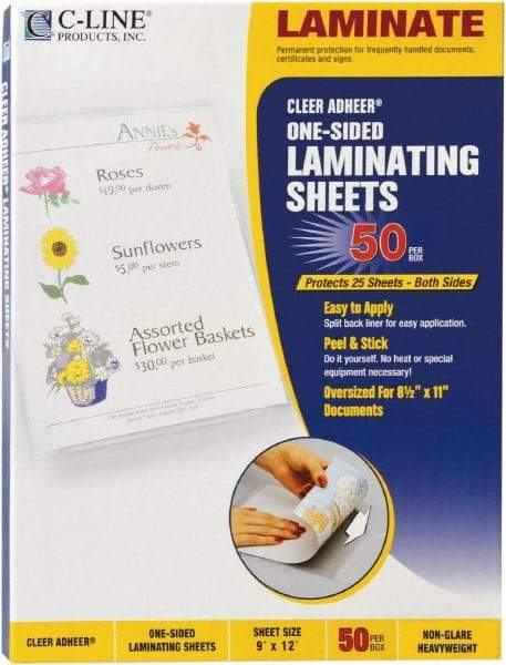 C-LINE - 50 Self-Laminating Sheets - 2 mil Thick x 9" Wide x 1' Long - Exact Industrial Supply