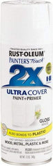Rust-Oleum - White, Gloss, Enamel Spray Paint - 8 to 12 Sq. Ft. per Can, 12 Ounce Container - Exact Industrial Supply