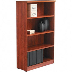 ALERA - 4 Shelf, 55" High x 31-3/4" Wide Bookcase - 14" Deep, Woodgrain Laminate, Medium Cherry - Exact Industrial Supply