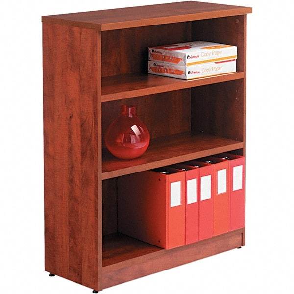 ALERA - 3 Shelf, 39.38" High x 31-3/4" Wide Bookcase - 14" Deep, Woodgrain Laminate, Medium Cherry - Exact Industrial Supply