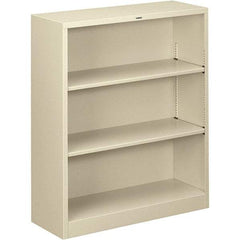 Hon - 3 Shelf, 41" High x 34-1/2" Wide Bookcase - 12-5/8" Deep, Steel, Putty - Exact Industrial Supply