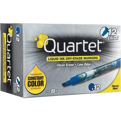 Quartet - Blue, Chisel Tip, Dozen EnduraGlide Dry Erase Markers - For Use with Dry Erase Marker Boards - Exact Industrial Supply