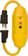 Tower - 1 Outlet, 125 Volt, 15 Amp Rating, 4 to 6mA Max Surge, Plug In, Manual, Commercial, Industrial GFCI - 1-1/2 Ft. Long Cord, 5-15P and R NEMA Configuration, Polycarbonate Housing - Exact Industrial Supply